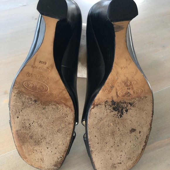 Circa Joan & David Black Leather Peep Toe Wedge - Picture 5 of 5